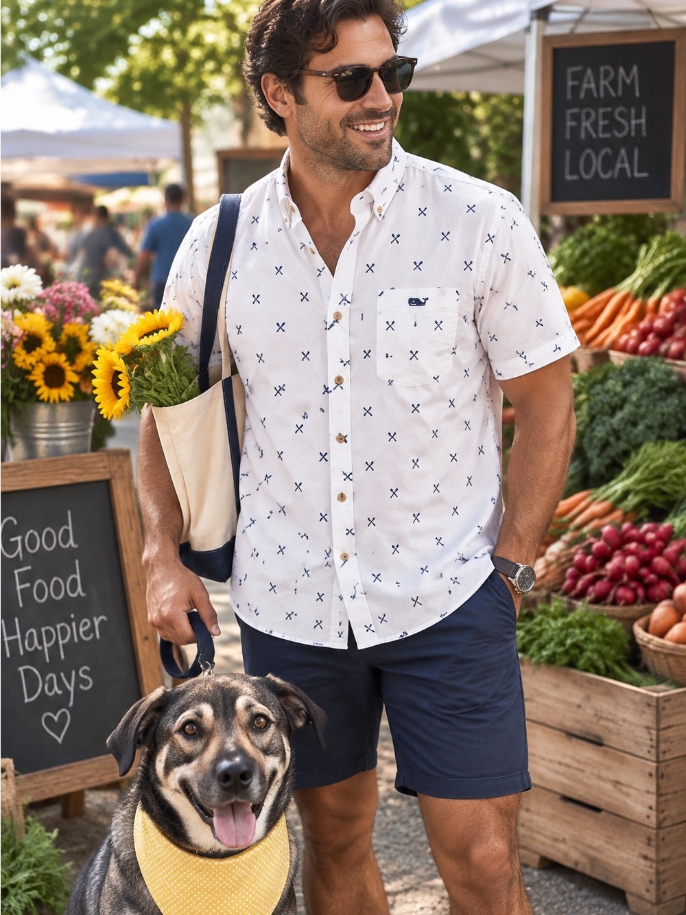 VINEYARD VINES FOR TARGET Men's Button Front Short Sleeve Coastal Prep Shirt, M